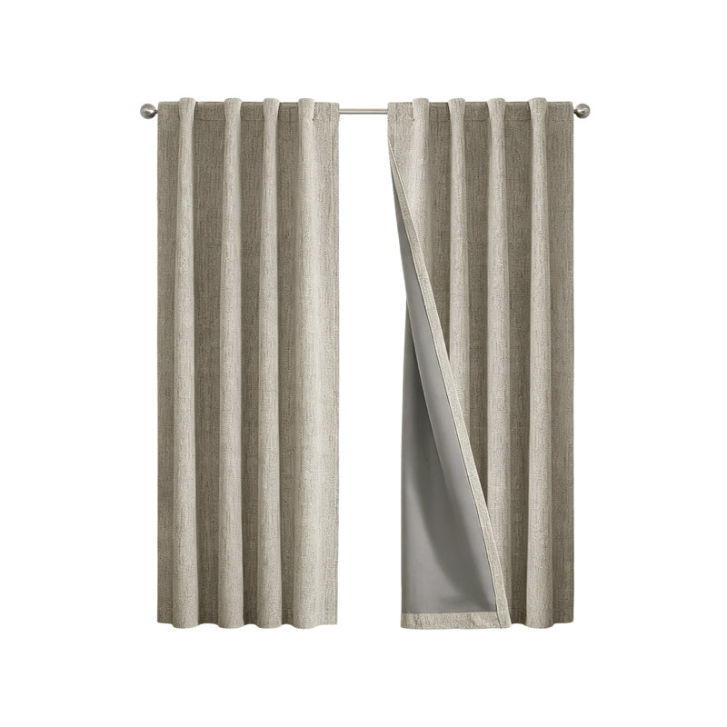 Faux Linen Blackout Curtain Panel Pair