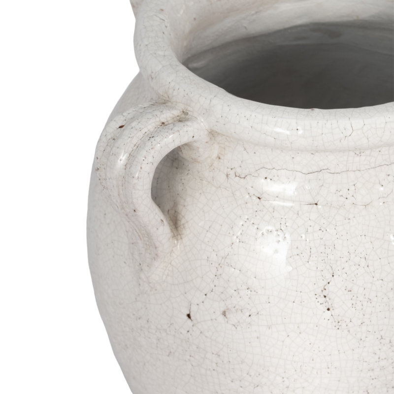 Ceramic/Porcelain Table Vase, Glossy White, 9" H x 8" W x 8" D