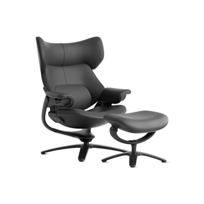 Fauteuil inclinable pivotant en cuir véritable avec repose-pieds ergonomique