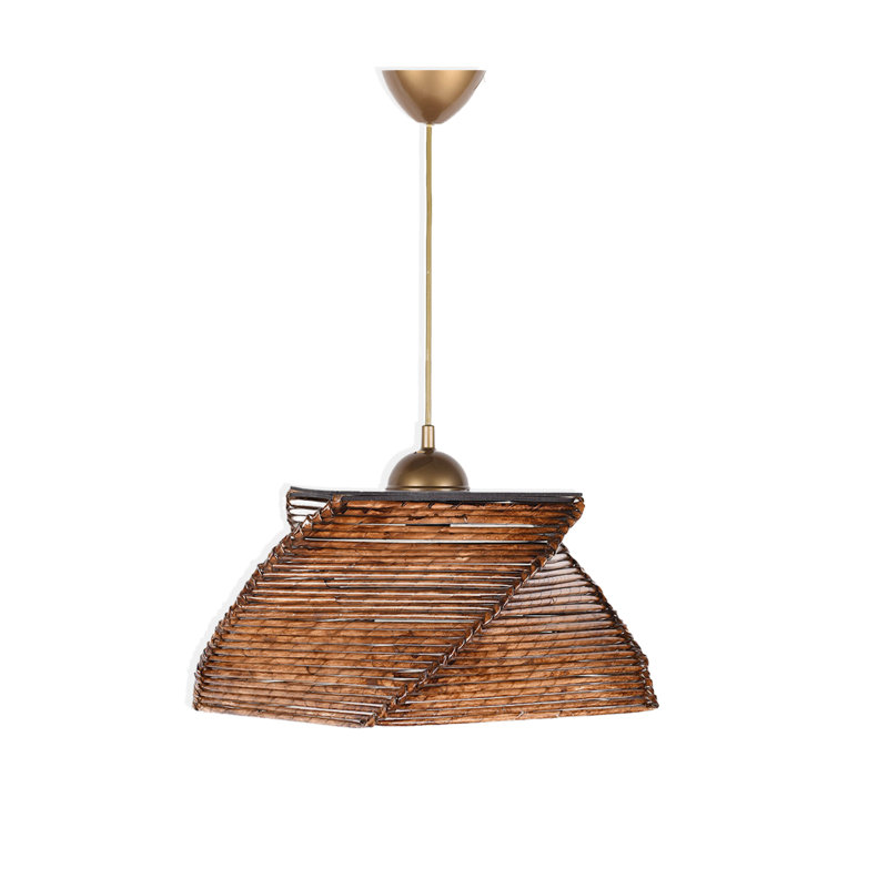 Luminaire suspendu fait à la main avec capuchon en bois