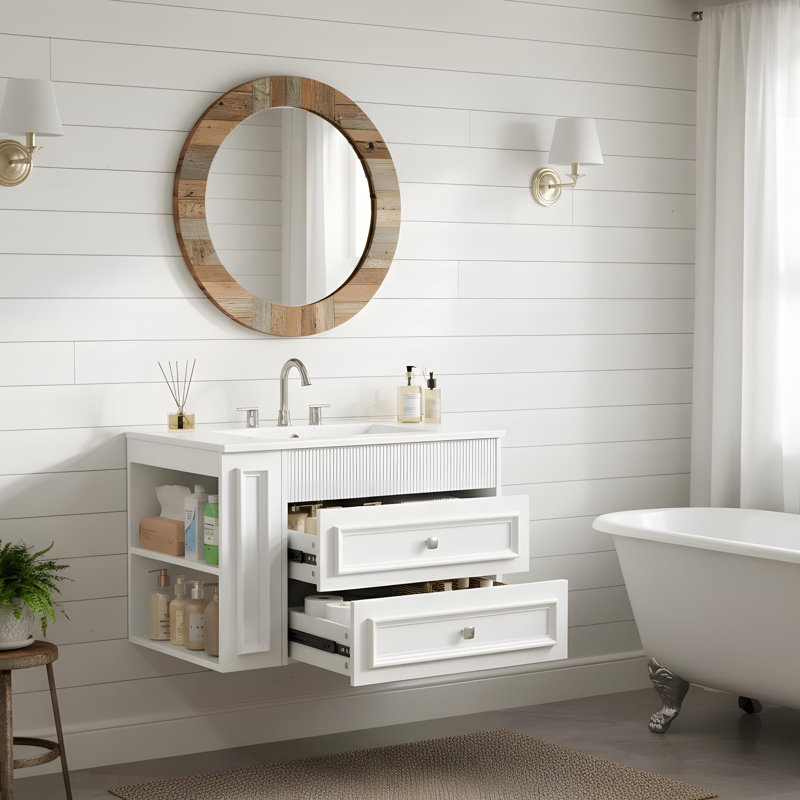Meuble-lavabo mural, Blanc