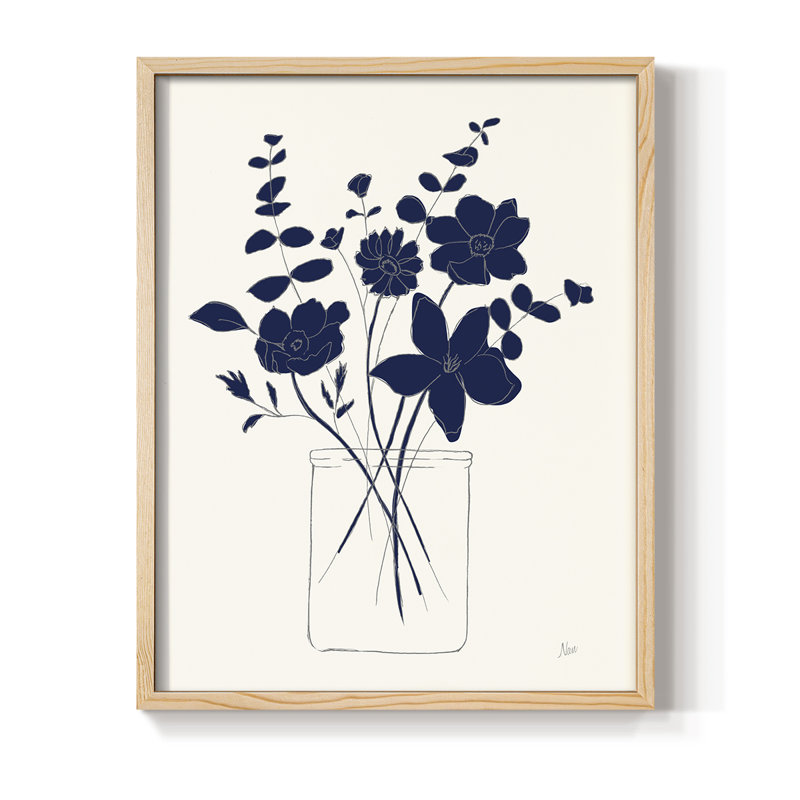 Indigo croquis I, reproduction encadrée - bois massif