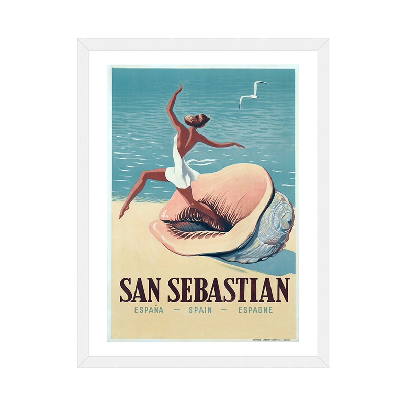 San Sebastian - publicité imprimée, Cadre blanc, H 32 po x l 24 po x P 1 po