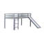 Lit simple mezzanine bas avec glissade, échelle, barrières de sécurité, lit mezzanine simple en bois d'hévéa-1773638720