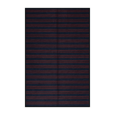 Tapis gris à rayures horizontales lavable à la machine