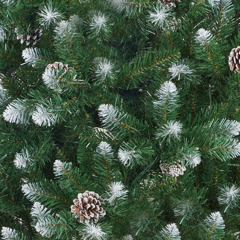 Arbre de Noël 6 pi / 7,5 pi / 9 pi / 12 pi - Arbre artificiel mince givré pré-éclairé avec pomme de pin, décoration de Noël pour arbre de Noël compact