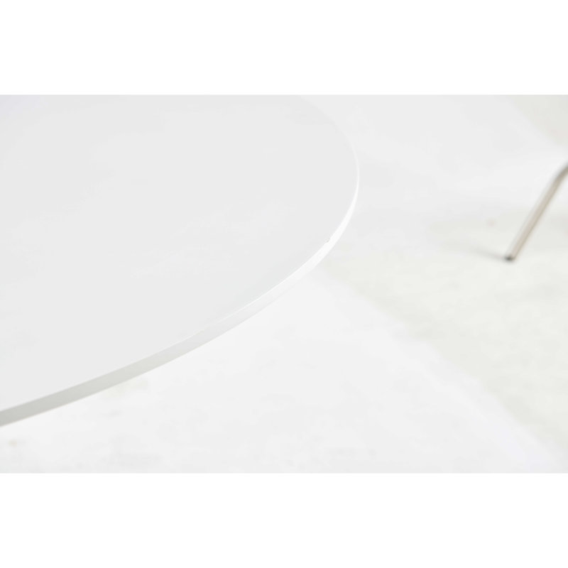 White Dining Table For Cafeteria, 42.1" Round Top With Metal Legs, Design Table, Modern And Functional, White