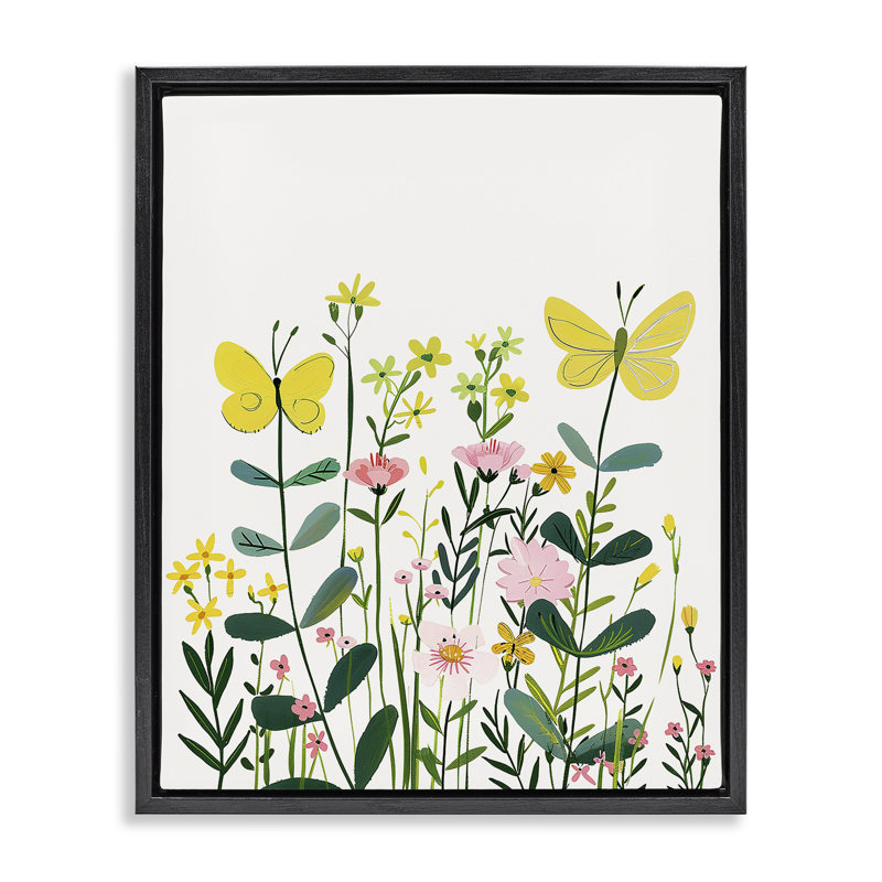  Art mural sur toile Blooming Garden Butterflies Floater par LSR Design Studio, H 21 po x l 17 po