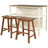 Solid Wood Rustic 3-Piece 45" Stationary Kitchen Island Set With 2 Seatings, Rubber Wood Butcher Block Dining Table Set Prep Table Set With 2 Open Shelves-1508096994