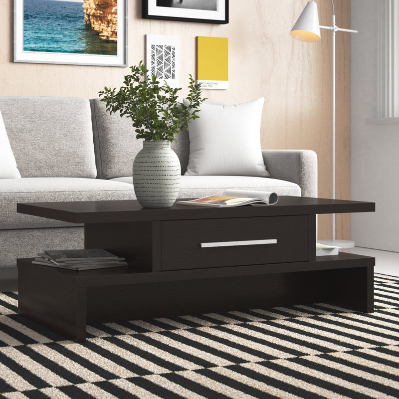Aghalee Trestle Coffee Table with Storage, Black