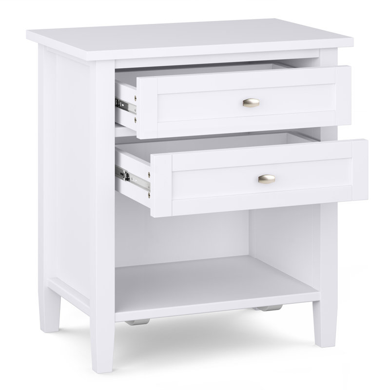 Warm Shaker Solid Wood 24 inch Wide Transitional Nightstand in White