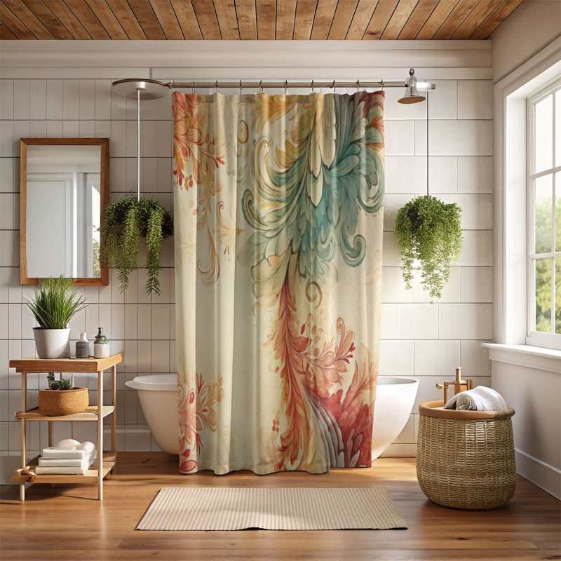 Rideau de douche Retro Paisley - Premium, H 74 po x l 71 po