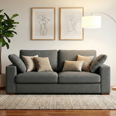 Charlie Deep Seater Sofa, Performance Fabric Couch for Living Room, Stain-Resistant Contemporary Sofa
