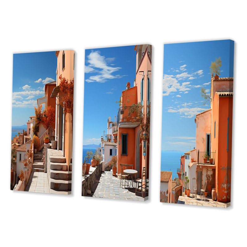 «Italy Terracotta Tones Fontanas VI», 3 pièces sur toile, Toile tendue, H 20 po x l 36 po