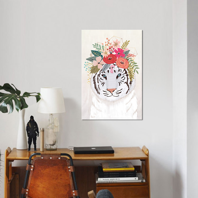 « white tiger », impression sur toile, H 18 po x l 12 po x P 1,5 po, Toile tendue, Pas de tapis