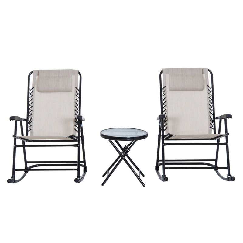 Chaise berçante en métal Gaston, Blanc crème