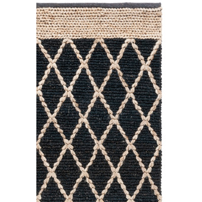 Tapis gris anthracite en jute / coton tissé à la main Alderson