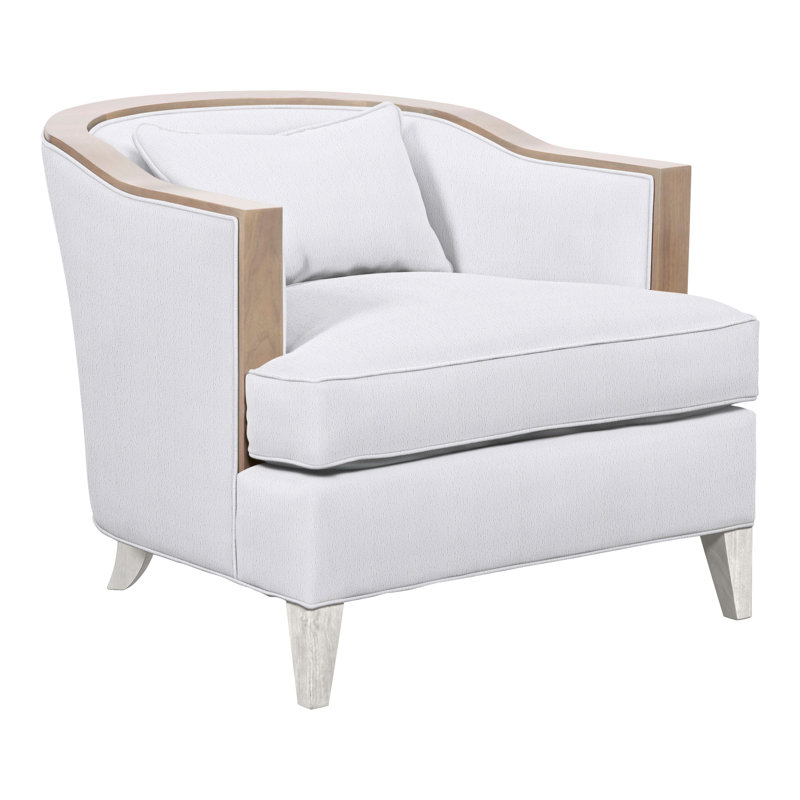 Thom Filicia Home 32.5" Wide Barrel Chair, Casa Blanca, Navada Snow Crypton® Performance Fabric