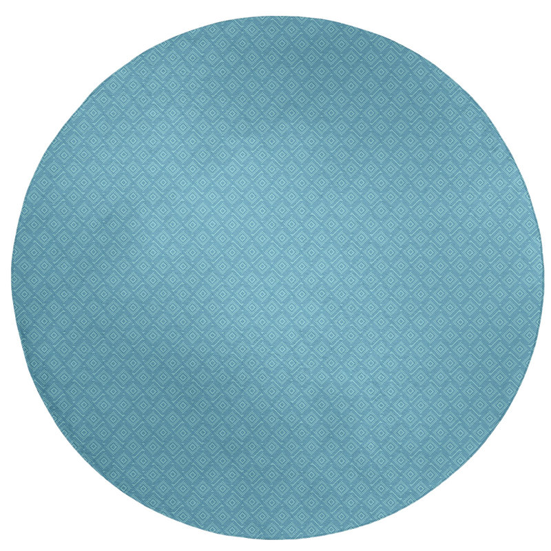 Tapis bleu de labyrinthe carré, Rond 5 pi