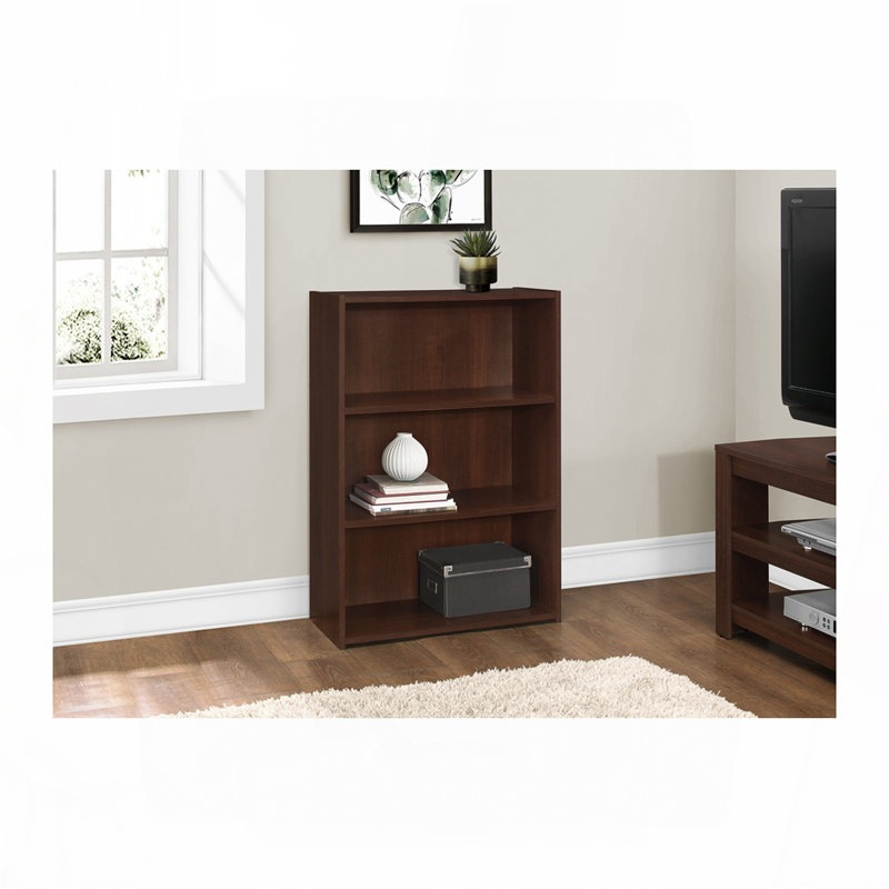 Bibliothèque, bibliothèque, 4 niveaux, h 36 po, bureau, chambre à coucher, stratifié brun, transitionnel, Cerisier