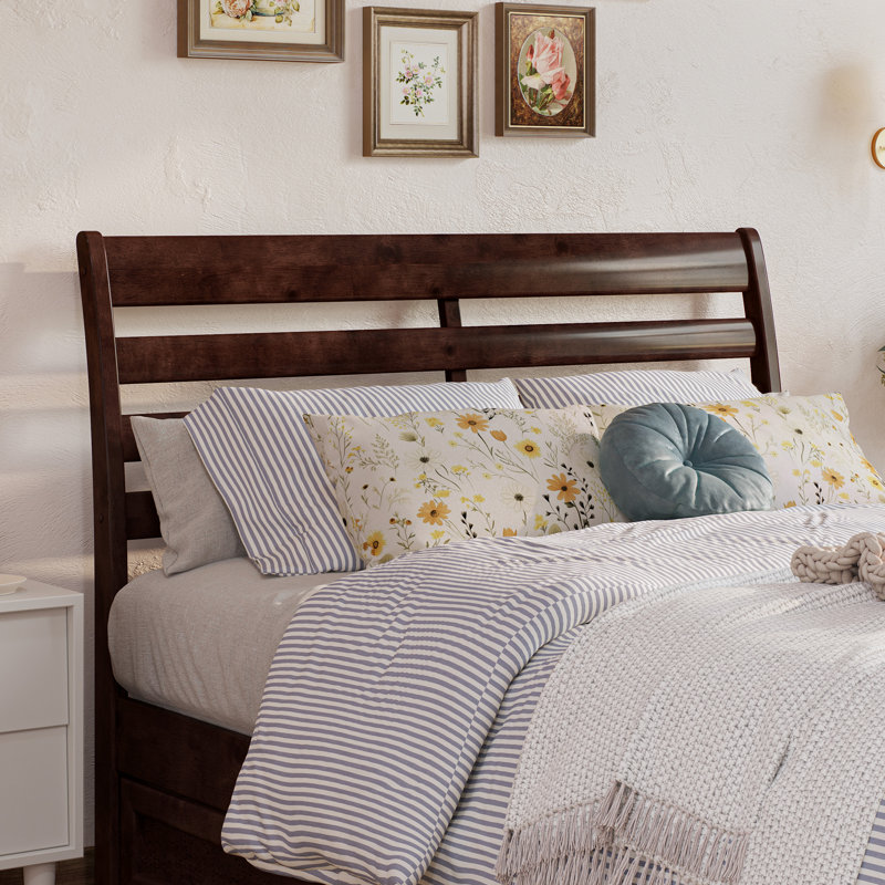 Ashmun Solid Wood Sleigh Slat Panel Headboard, Walnut, Full