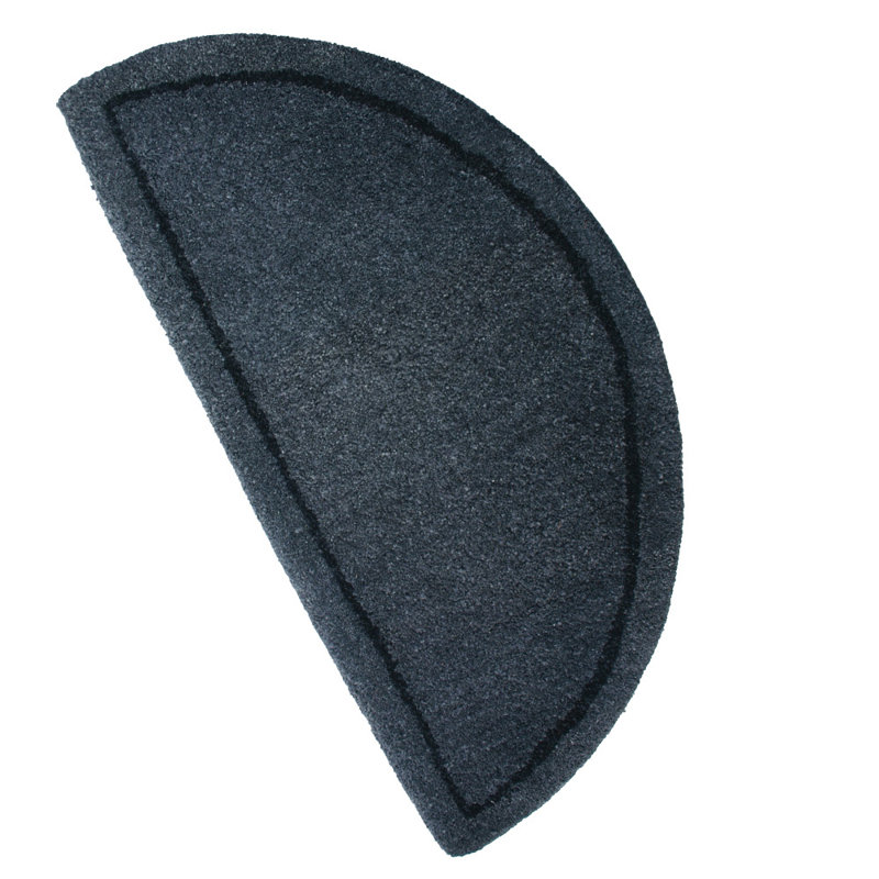Gray Hand-Tufted Wool Semicircular Hearth Rug 44" x 22"