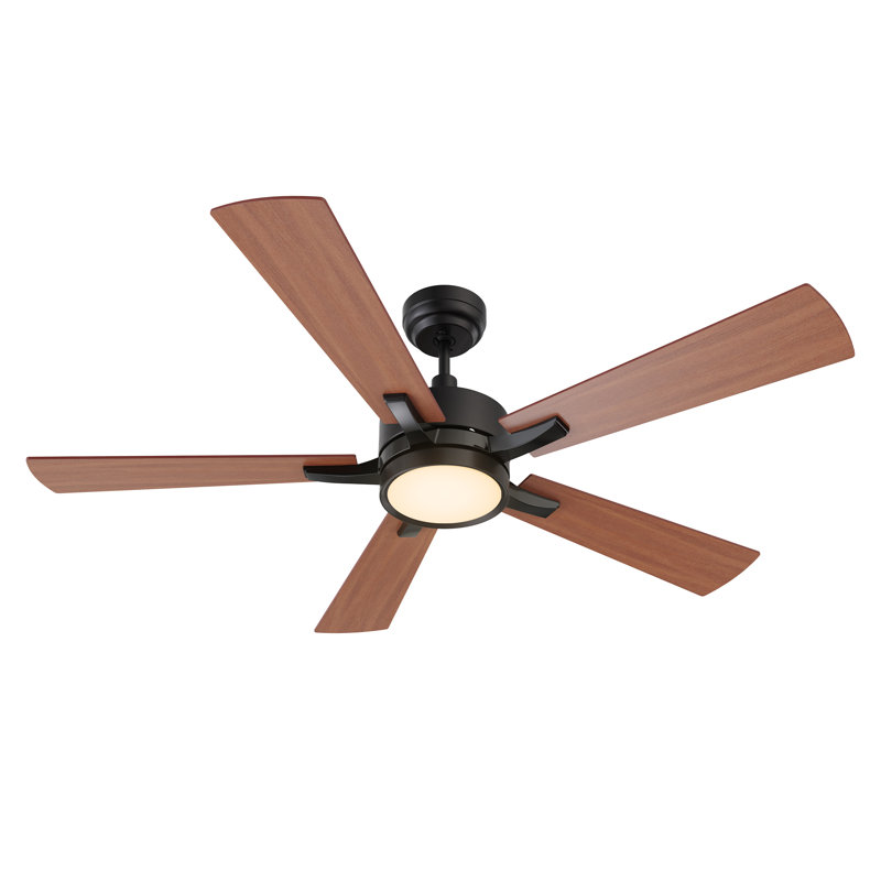 56'' Ceiling Fan with LED Lights, Brown Wooden