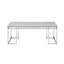 Table basse rectangulaire avec plateau en chêne naturel et base en métal argenté, décor de salon moderne, 47 pouces