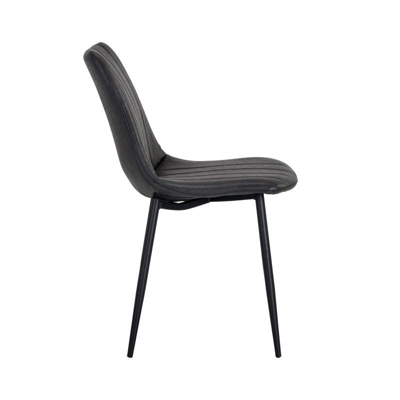 Upholstered Dining Chair, Antique Brown Faux Leather