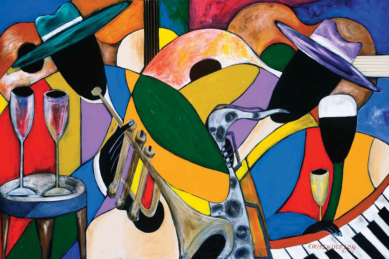 Jazz Jams On Canvas by Kelvin Henderson Print