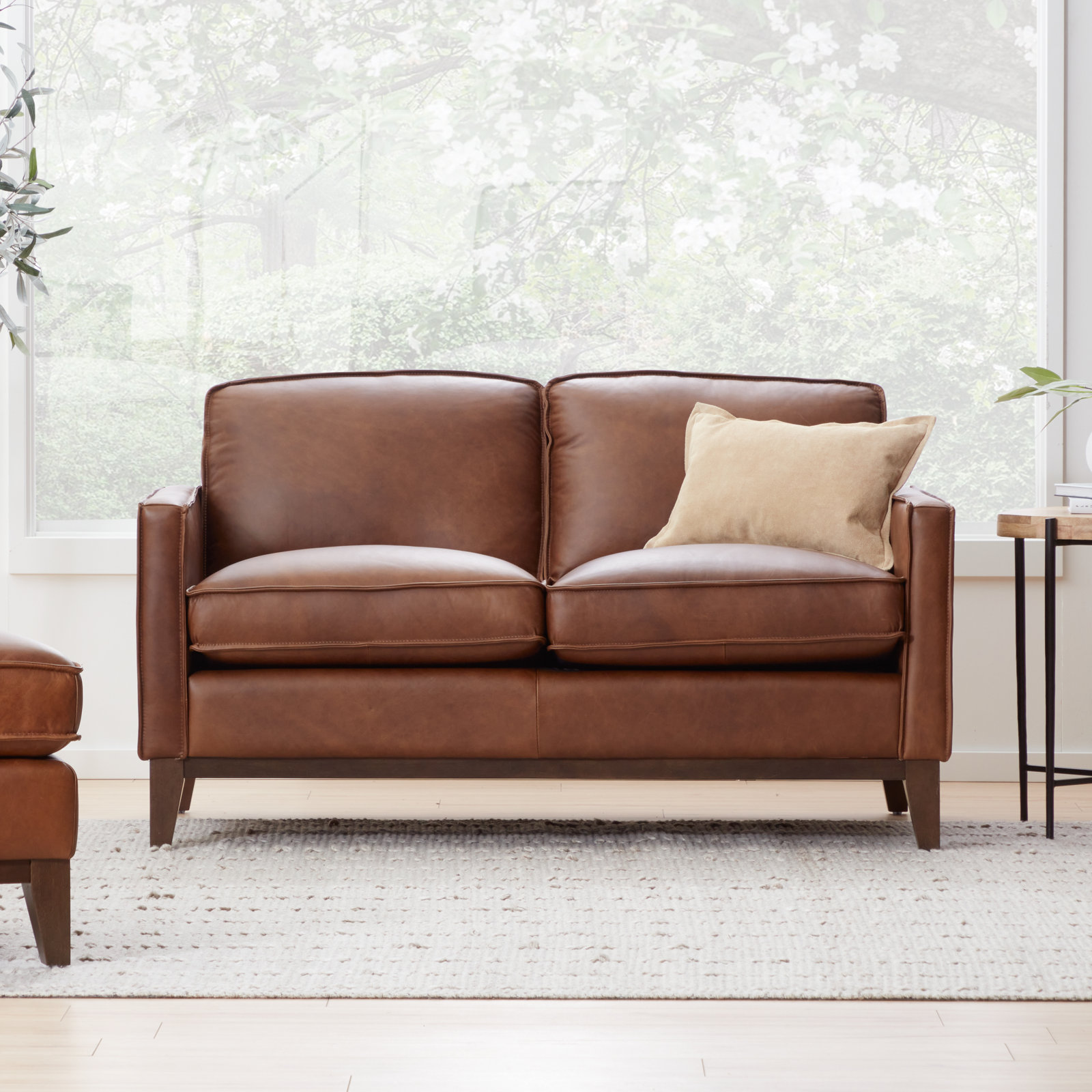 Cascades 59'' Upholstered Loveseat, Mocha Genuine Leather