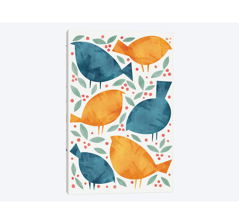 « oiseaux »-impression sur toile tendue, H 40 po x l 26 po x P 1,5 po, Pas de tapis, Toile tendue
