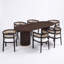 Ensemble de table de salle à manger 6 personnes Chassidi avec fauteuils rembourrés et base à double piédestal-129681261-129681264