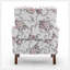 Chaise avec accoudoirs en mélange de polyester à motifs, structure en bois de bouleau massif avec pieds fuselés bruns, chaise d'appoint rembourrée de mousse avec garniture pour le bureau du salon