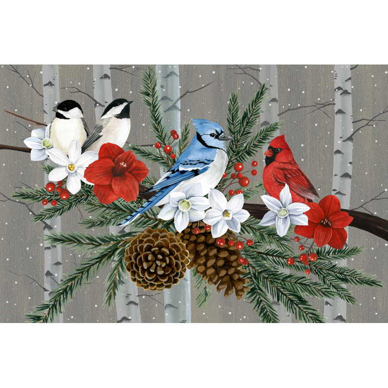 « Birch Birds collection A » par Grace Popp-impression d’art graphique sur toile tendue, H 32 po x l 48 po