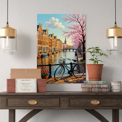Canvas Wall Art Amsterdam Wall Art, Netherlands Canal Art Print-1 Vintage Poster Print Home Decor