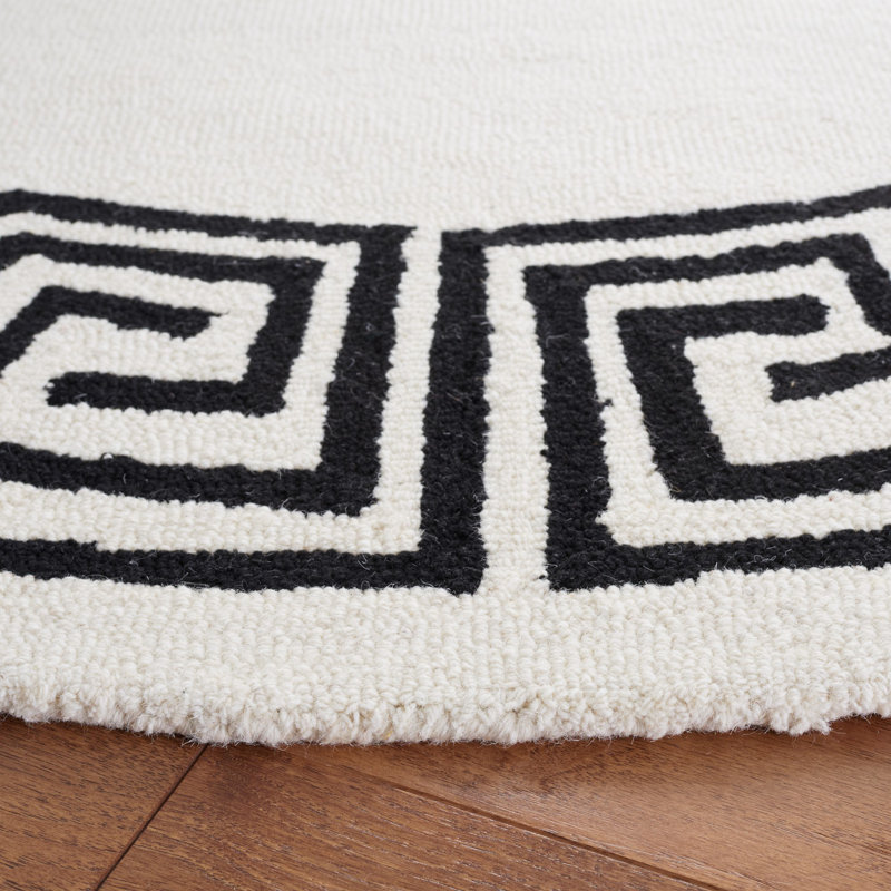 Tapis ivoire / noir Wommack Oakhur, Rond 6 pi