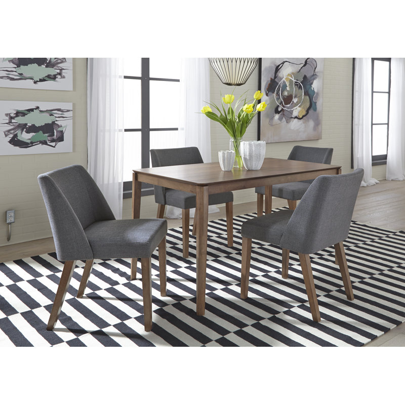  Ensemble de table rectangulaire 4 personnes Didmarton avec chaises rembourrées grises, Gris