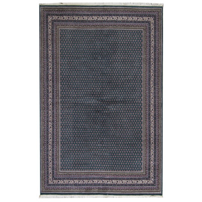 Hand-Knotted High-Quality Green and Black Area Rug