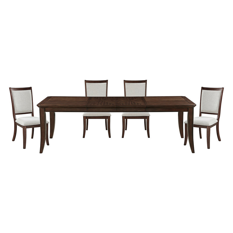 Table de salle à manger formelle traditionnelle 5 pièces et chaises avec finition séparée en cerisier et meubles en bois de noyer foncé