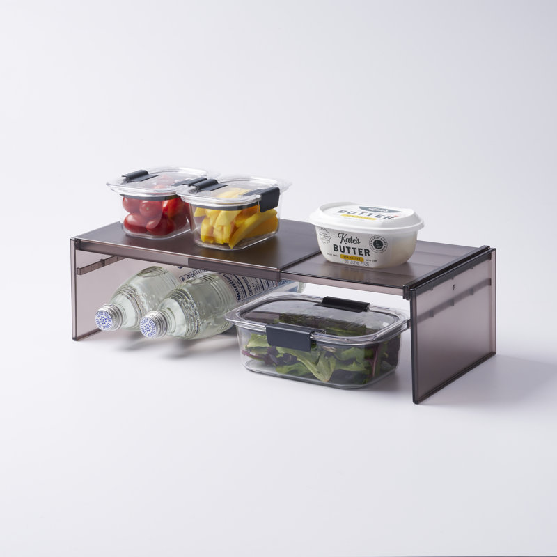 Yamazaki Home Expandable Refrigerator Riser Shelf, Plastic, Expandable, Matte Black