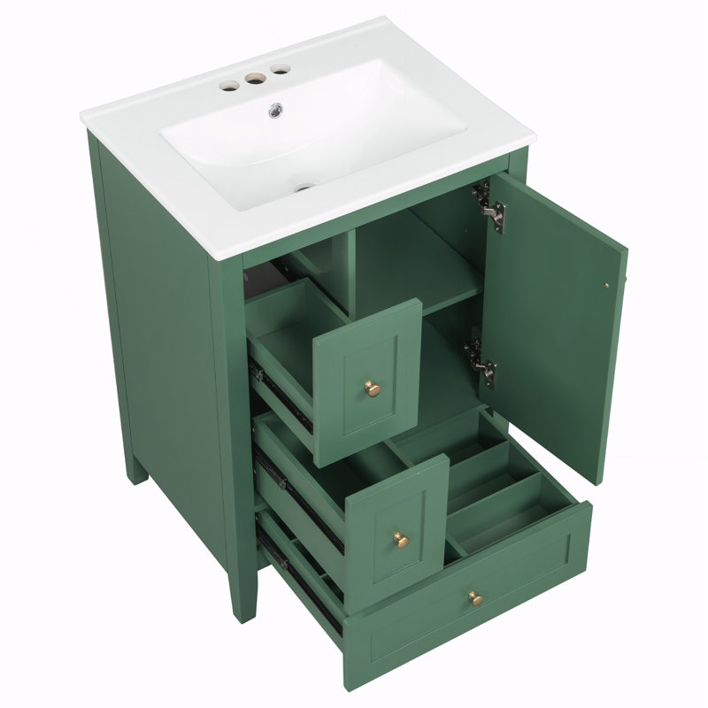 Meuble-lavabo de salle de bain avec rangement, Vert foncé
