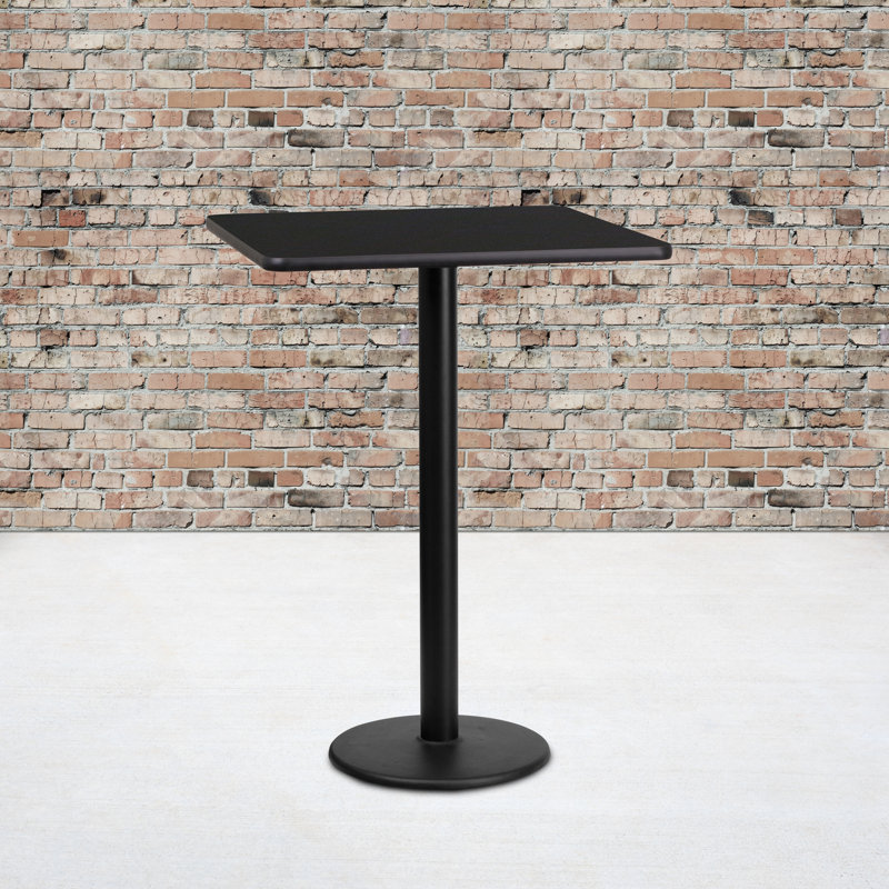 Plateau de table stratifié carré Jack avec base à hauteur de table, H 43,12 po x l 24 po x P 24 po, Noir