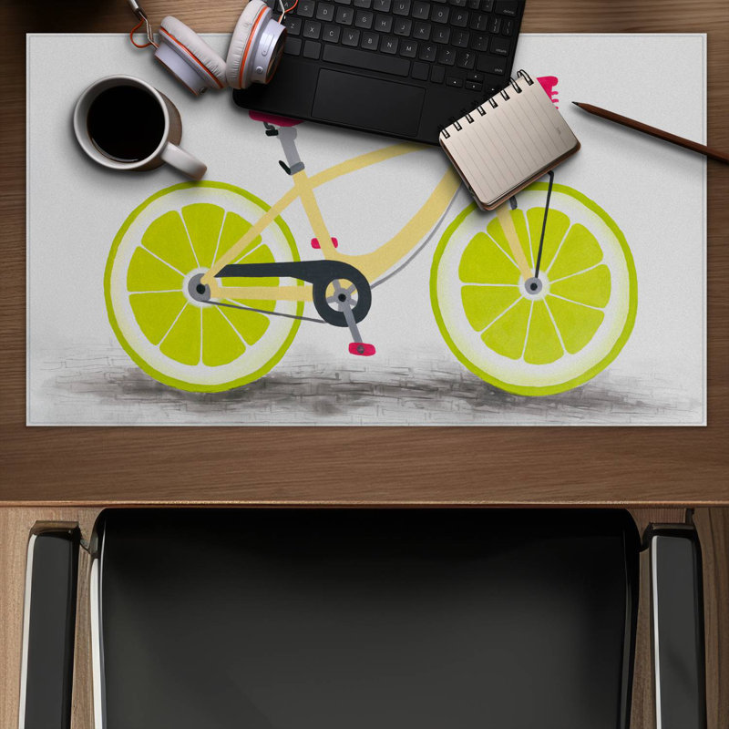 Lime wheel bike - 14.00"x24.25" Desk mat