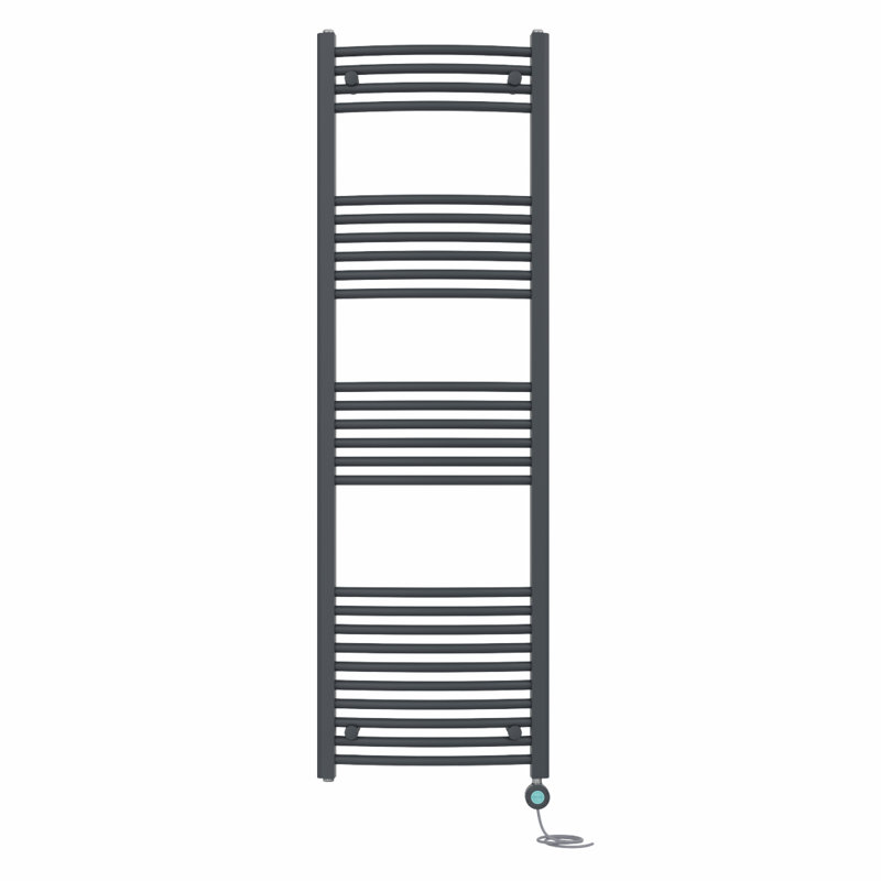 Amyleigh Curved Towel Rail Heated Towel Rails, 160cm H x 50cm W x 5.2cm D, Anthracite