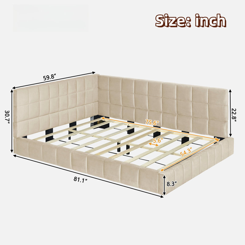 Kadesia L-shaped Upholstered Daybed, Beige