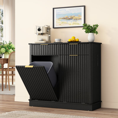 Double poubelle inclinable 2 x 10 gallons, poubelle cannelée moderne (ne pas inclure la poubelle)