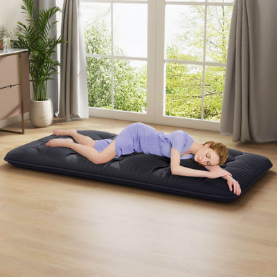 Futon Mattress Japanese Floor Sleeping Pad Washable Cover Carry Bag by Alwyn Home