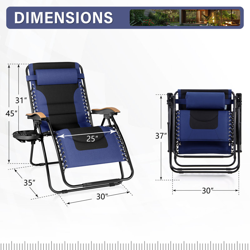 Fauteuil inclinable zéro gravité avec coussin Syril, Bleu