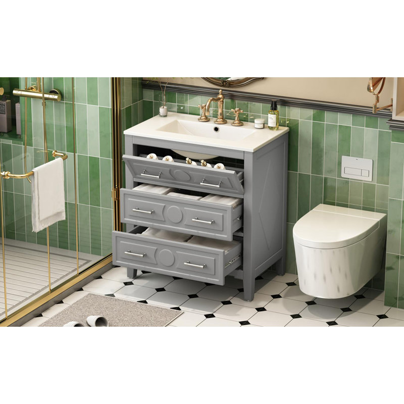 30'' Bathroom Vanity with Ceramic Sink